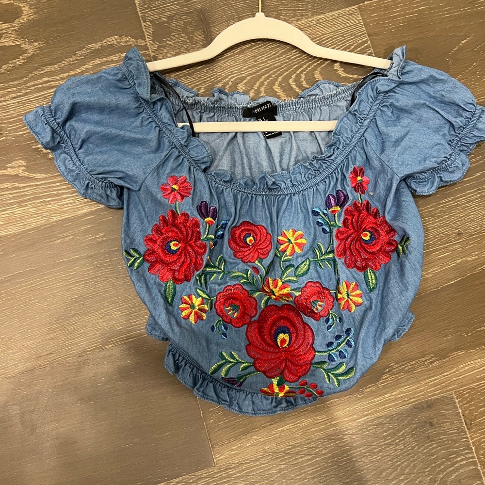 Off the shoulder flower top
